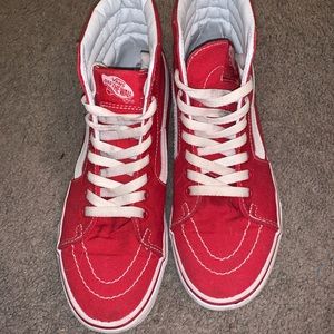 Red sk8 high vans size 7